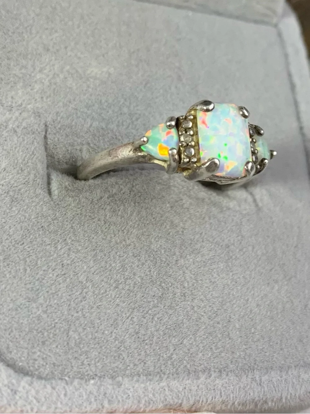Vintage Sterling Opal Diamond Ring vintage dazzling
